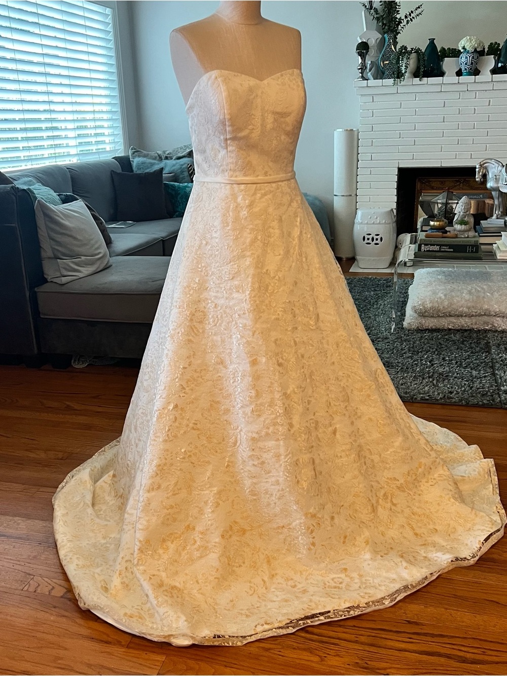 Robert Bullock Bride Strapless Lace A-Line Wedding Gown in Ivory